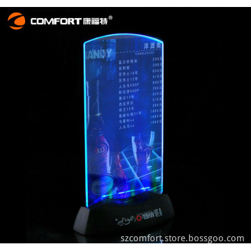 Plastic/Acrylic/ABS Material acrylic bar led menu holder